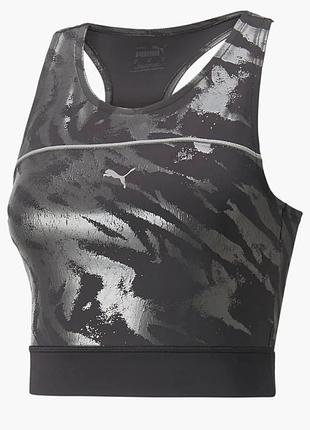 Топ женский puma high shine cropped running tank top grey 521066-51