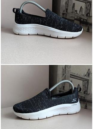 Сліпони кросівки skechers go walk flex (40) жіночі текстиль оригінал чорніз блиск.