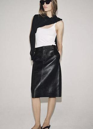 Трендова шкіряна спідниця zara limited edition розмір l 100% шкіра