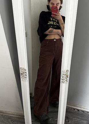 Штани вельветові bershka wide leg