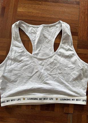 Новий бавовняний еластичний жіночий кроп-топ для відпочинку (loungewear) від бренду george 12-14 uk 🇬🇧