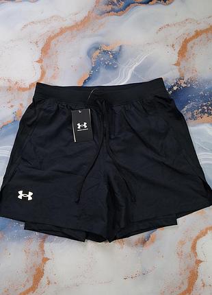 Шорты under armour 2 in 1 launch running беговые спортивные с лосинами