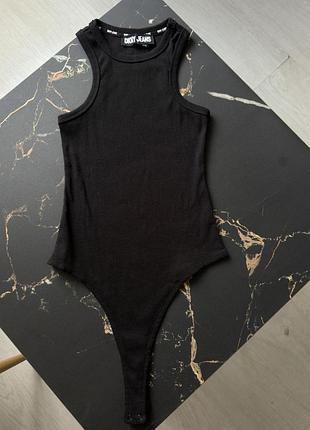 Чорне боді dkny  у рубчик