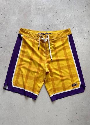 Nike 6.0 plaid board shorts yellow purple men’s size 34 surf skate