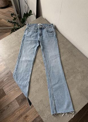 Джинси кльош flare pull and bear розмір 38 (м) / джинсы клеш високая посадка голубые