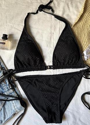Роздільний чорний купальник на завʼязках верх трикутник primark розмір м