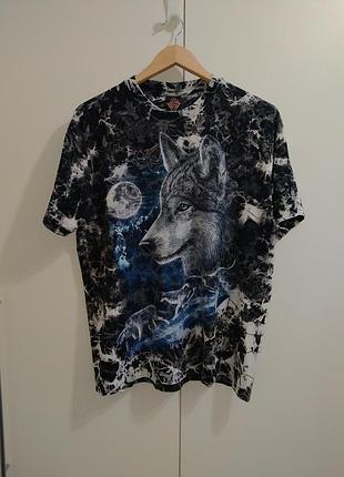 Футболка rock eagle волк и луна тайдай diesel g-star raw allsaints gildan