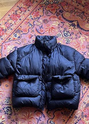 Жіноча зимова куртка mb.object, розмір m, чорна, тепла, oversize, високий комір, великі накладні кишені, гарний стан.