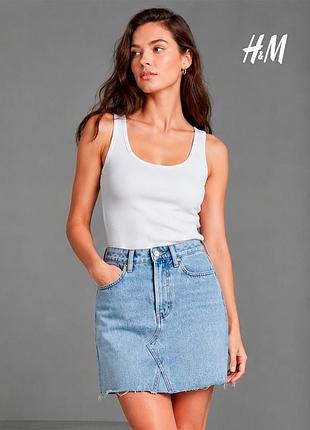 Голубая джинсовая юбка h&amp;m 32 x xs