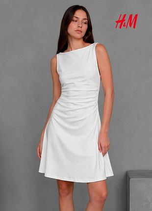 Новое белое платье с оборками h&amp;m xs