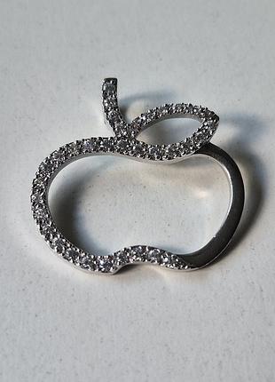 Серебряный кулон яблоко. серебро 925 проба трезубец. apple.