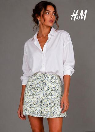 Новая романтичная мини юбка с подкладкой в цветочный принт h&amp;m xxs 32