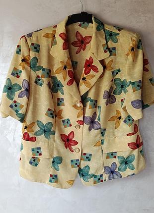 Яркий летний жакет / блуза с коротким рукавом (made in spain, 100% rayon)