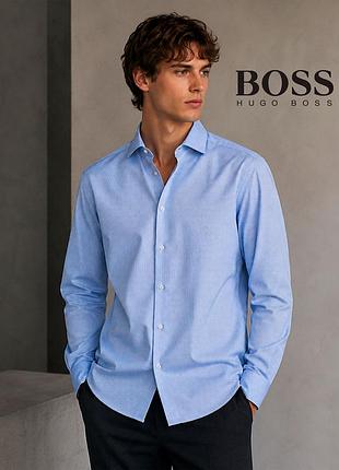 Чоловіча оригінальна блакитна сорочка з бавовни hugo boss 40
