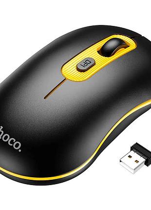Маніпулятор миша hoco gm21 platinum 2.4g business wireless mouse black yellow
