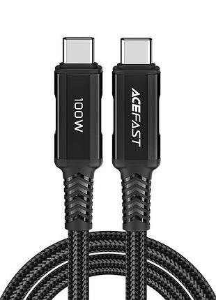 Кабель acefast c4-03 type-c to type-c 5a, 100w, 2m, nylon, zinc connectors, black