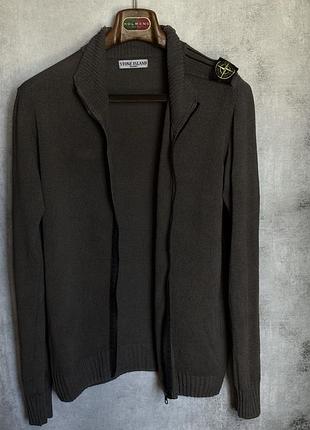 Stone island shoulder badge vintage cotton knit zip cardigan size xl lampo