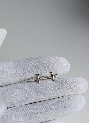 Серебряные серьги гвоздики самолётики
