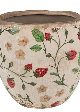 Керамічне кашпо для квітів в вінтажному стилі strawberrie, 13*11 см, nd-6ce1634s nai