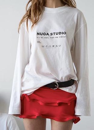 Оверсайз білий лонгслів nuga studio в розмірі хс-с унісекс