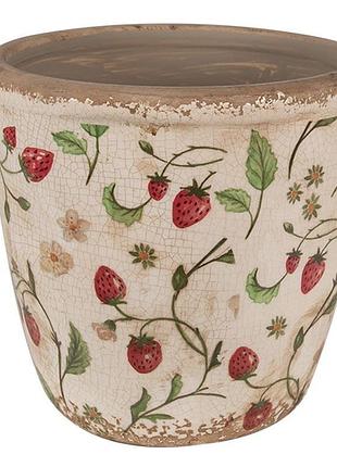 Керамічне кашпо для квітів в вінтажному стилі strawberries, 16*16 см, nd-6ce1631l nai