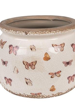 Керамічне кашпо для квітів в вінтажному стилі butterflies, 20*15 см, nd-6ce1662l nai