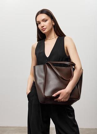 Женская большая сумка leoma shopper коричневая