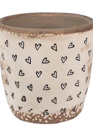 Керамічне кашпо для квітів в вінтажному стилі black hearts, 13*12 см, nd-6ce1652s nai