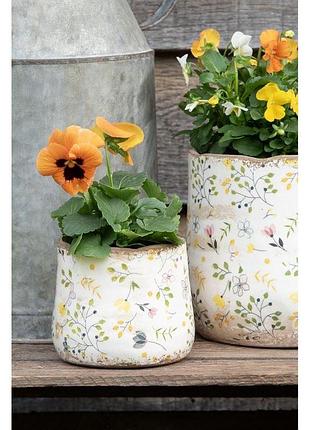 Керамічне кашпо для квітів в вінтажному стилі colored flowers, 21*19 см, nd-6ce1610l nai