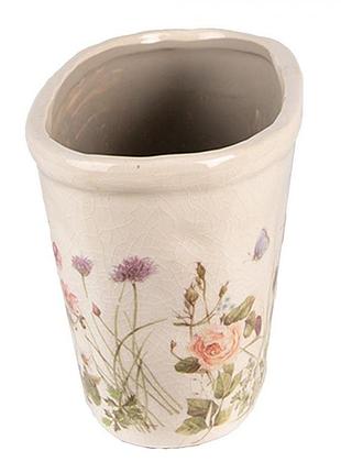 Керамічне кашпо для квітів в вінтажному стилі summer flowers, 27*13*14 см, nd-6ce1557l nai