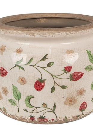 Керамічне кашпо для квітів в вінтажному стилі strawberries, 20*15 см, nd-6ce1632l nai
