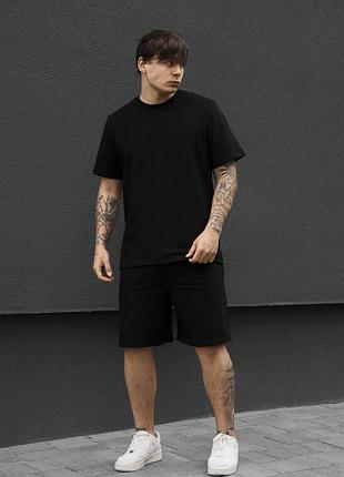 Мужской летний хлопковый комплект футболка + шорты staff vic black