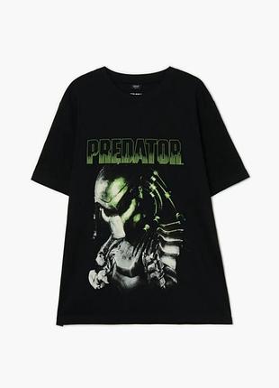 Чорна чоловіча бавовняна футболка мерч хижак - predator