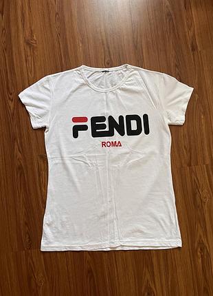Базова біла бавовняна жіноча футболка fendi xs -m