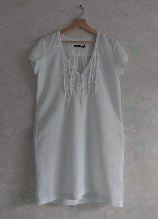 Платье женское льняное autre ton eur38, m 46р., белое, лен, короткая, франция