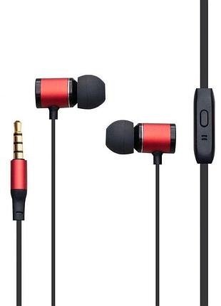 Проводные наушники celebrat 3.5 mm c6 вакуумные с микрофоном 1.2 m red