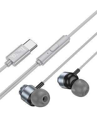 Цифрові навушники вакуумні hoco m122 power metal universal type-c 1.2 м grey (34397_3340235)