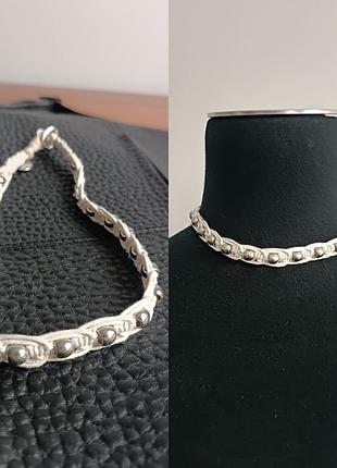 Marc cain чокер из белого шнура, с серебряными бусинами 36 cm длина