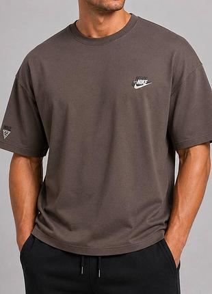 Оригінальна футболка nike oversize just do it premium 80% бавовна графіт шоколад чоловіча