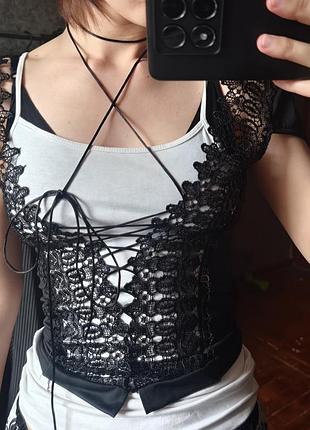 Готический топ на завязках goth gothic