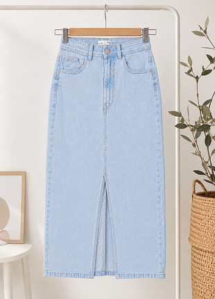 Джинсовая миди-юбка sinsay denim, р. 36 (s), светло-голубая