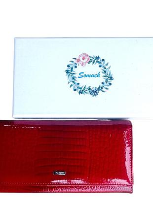 Женский кошелек портмоне из натуральной лаковой кожи красное somuch 505_81_red