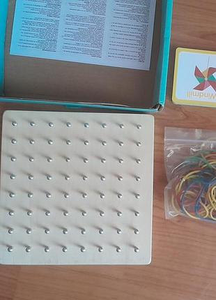 Дерев'яний геоборд математичний планшет small nail board розвивальна іграшка на резинках