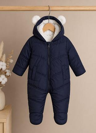 Зимовий комбінезон matalan 3–6 місяців (62–68 см) утеплений з вушками