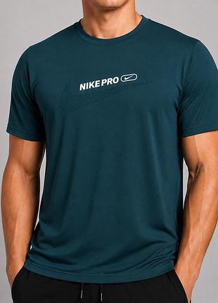 Чоловіча спортивна футболка nike pro dri-fit термо stretch-холодок морська хвиля m-3xl