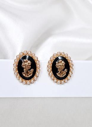 Серьги винтажные камеи