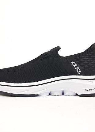 Skechers slip-ins go walk тапкі мокасіни сліпони чорні з білим
