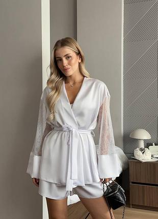 Женственный костюм с кимоно и шортами💔