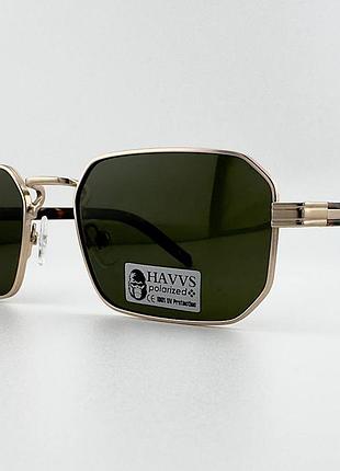 Мужские солнцезащитные очки havvs hv68128 с polarized с поляризацией, золотистая оправа