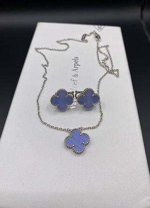 💎new💎брендовый комплект серьги и подвеска van cleef, vca , клевер 🍀 с логотипом